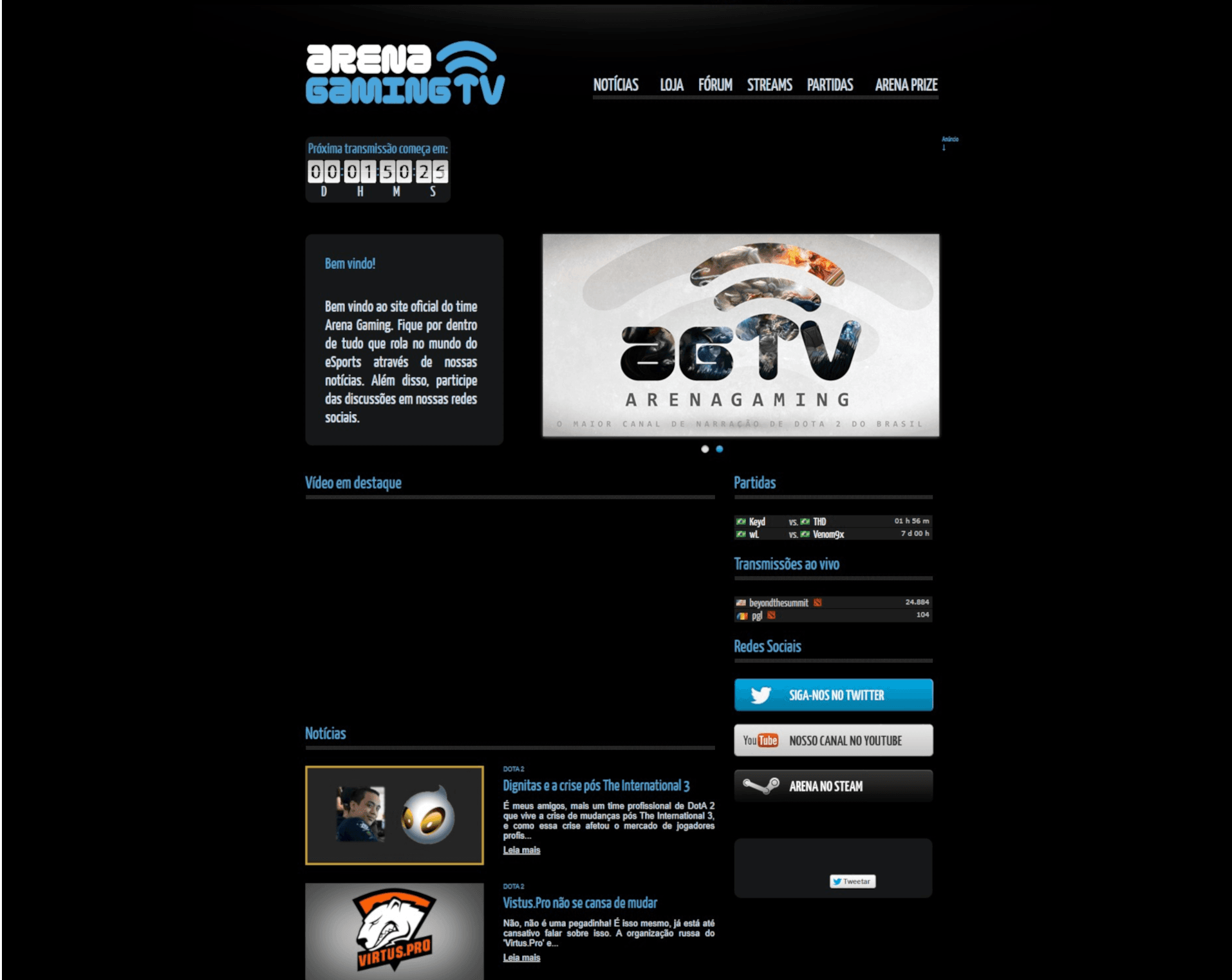 Arena Gaming Tv web site